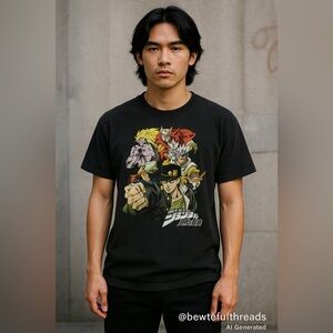 JoJo’s Bizarre Adventure Anime Graphic Tee – Black – Size M (Official VIZ Media)